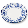 Assiette plate 30 cm en porcelaine blanc/bleu à motif floral style classique