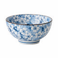 Bol 18 cm en porcelaine bleu et blanc à motif floral pour repas