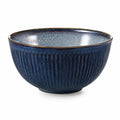 Bol 16 cm en céramique bleu foncé strié pour repas