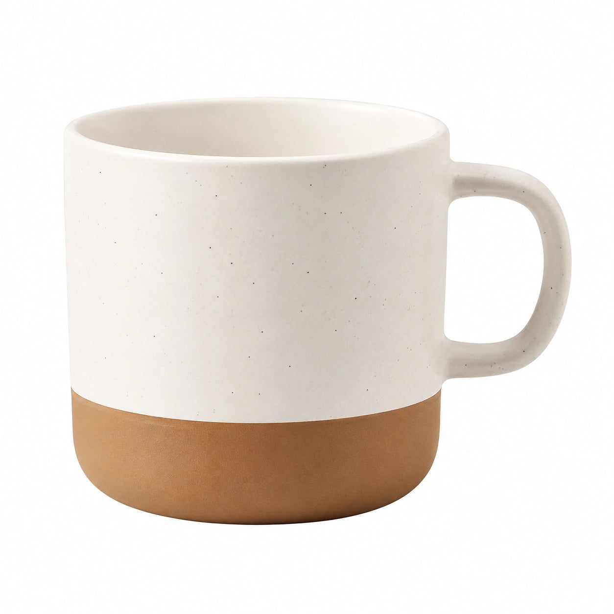 Mug en grès 350 ml blanc et terracotta finition mouchetée avec anse