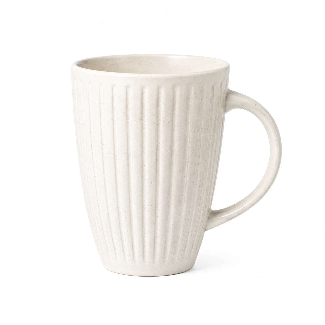 Mug 450 ml en céramique blanc cassé pour boissons chaudes style côtelé