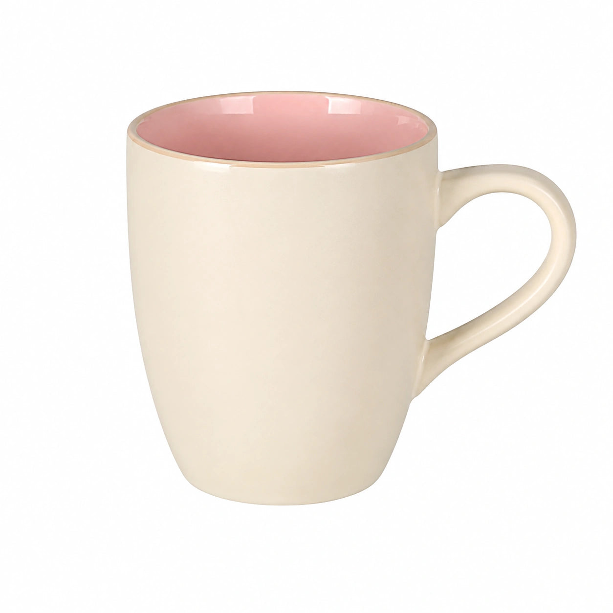 Mug en céramique 350 ml beige et rose - tasse à poignée style épuré