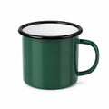 Mug émaillé 350 ml vert foncé en acier pour boissons chaudes style rétro