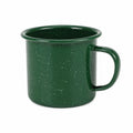 Mug 450 ml en acier émaillé vert moucheté - poignée pour boissons chaudes