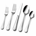 Ménagère 5 pièces de 14 à 23 cm en acier inoxydable argentée pour table finition martelée