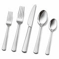 Ménagère 5 pièces en acier inoxydable argenté poli pour table