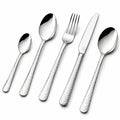 Couverts de table 5 pièces 22 cm en acier inoxydable argenté à manches martelés