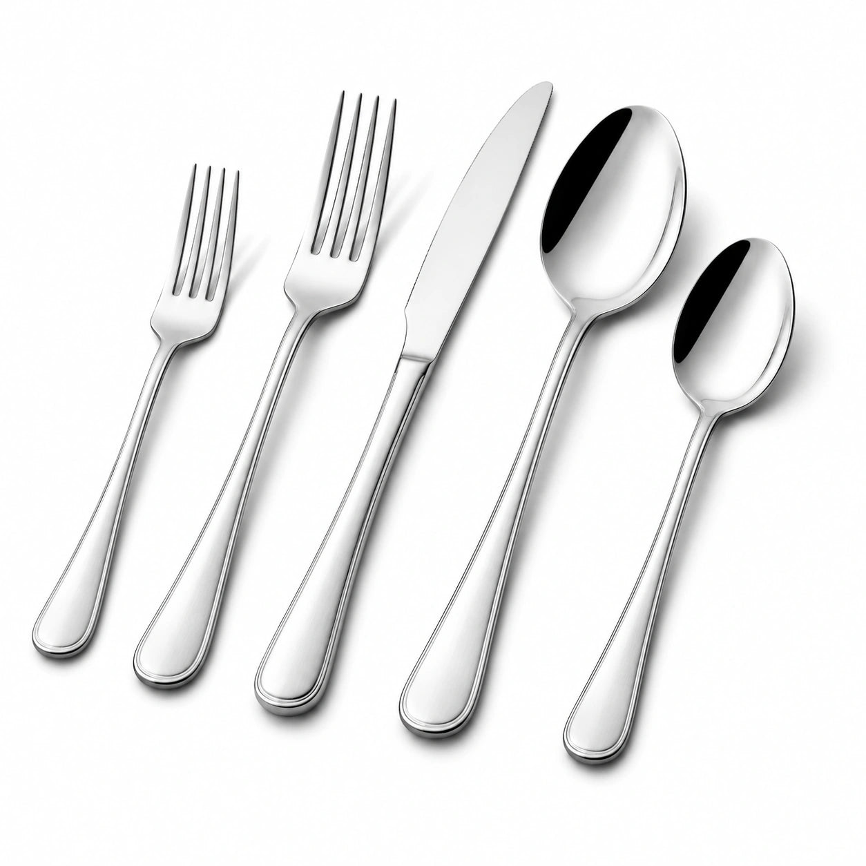 Service de couverts 5 pièces 16 à 23 cm en acier inoxydable argenté pour table style classique