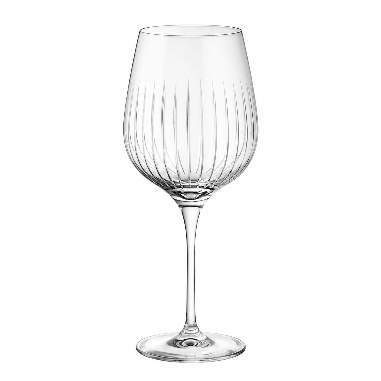 Verre à vin 550 ml en verre transparent à pied strié pour dégustation
